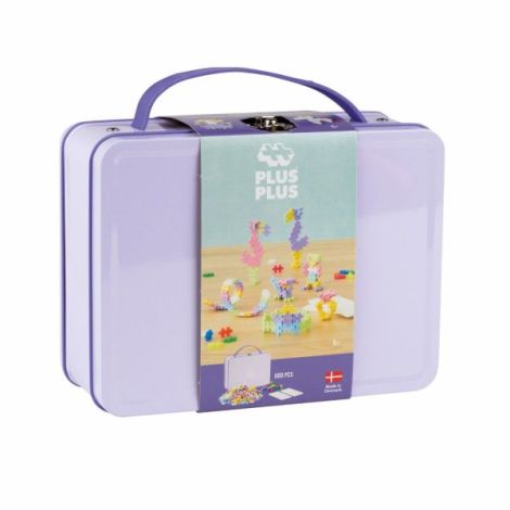 Set constructie Plus-Plus, 600 piese, portabil, in cutie metalica, culori pastelate - imagine 7